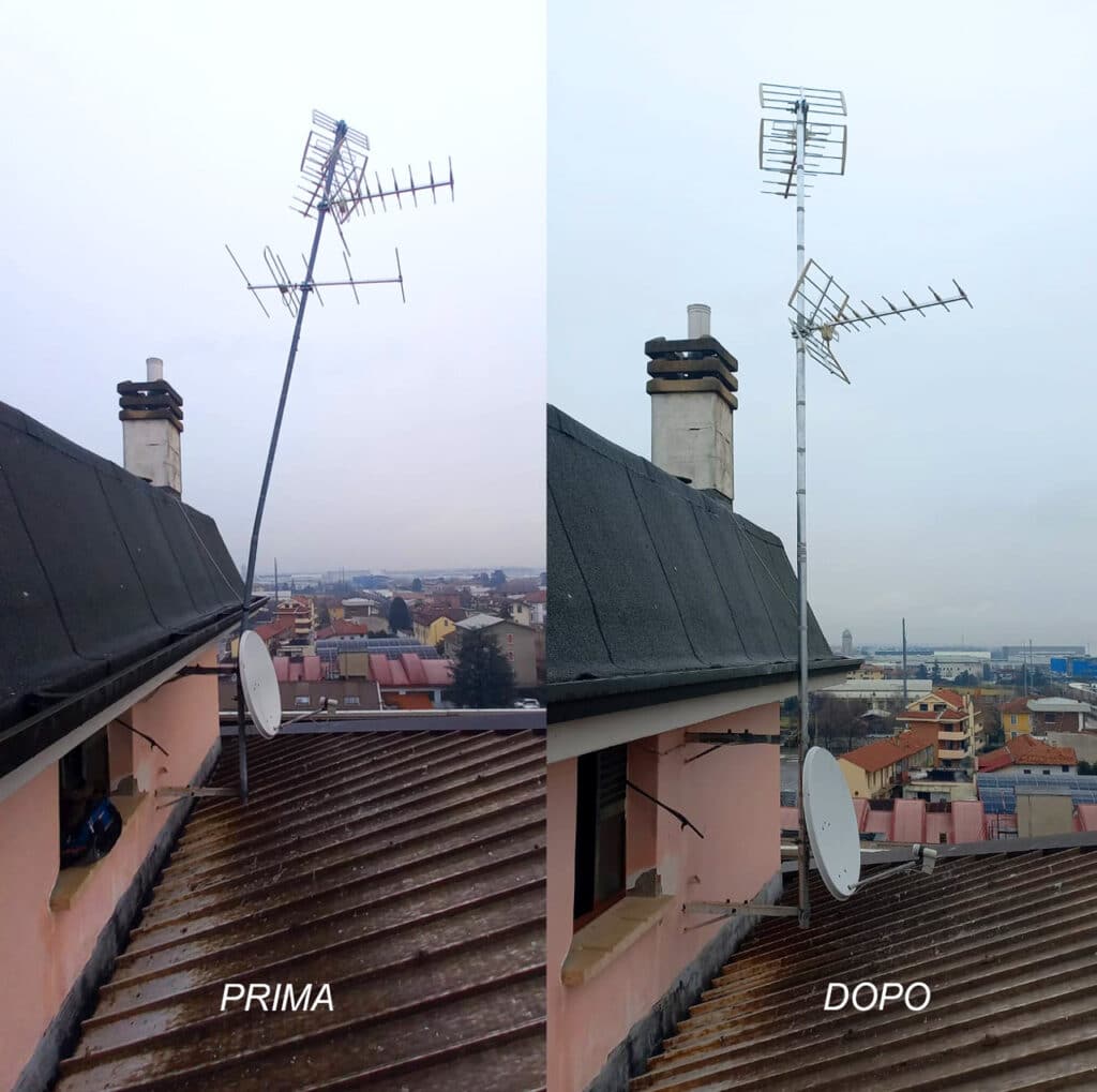 Ripristino antenna TV danneggiata dal vento